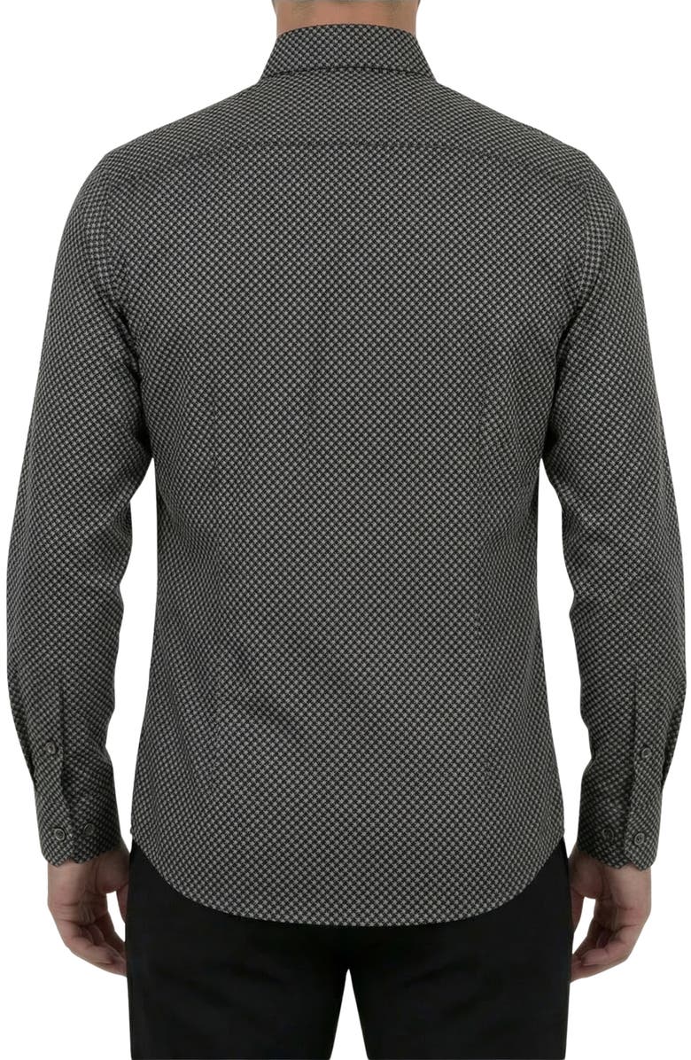Report Collection Regular Fit Geometric Print 4-Way-Stretch Button-Up Shirt, Alternate, color, Grey