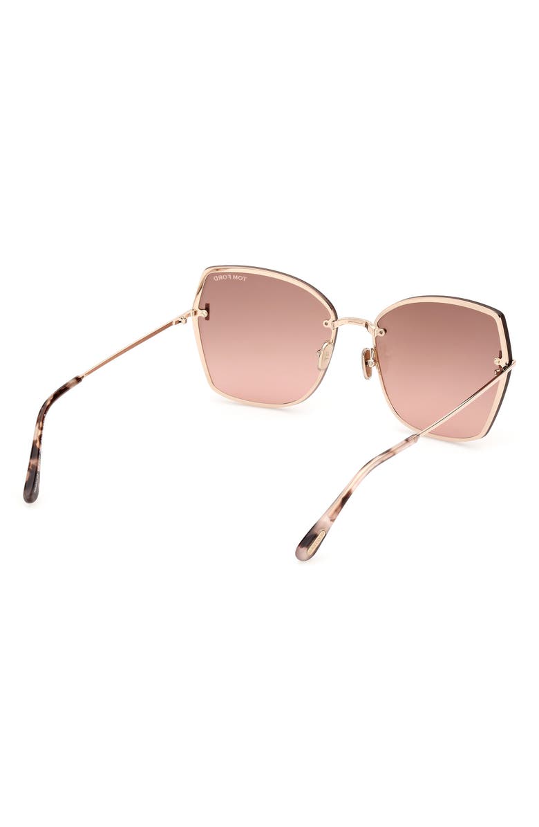 TOM FORD Nickie 62mm Oversize Gradient Butterfly Sunglasses, Alternate, color, Rose Gold Havana / Pink
