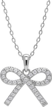 Lily Nily Kids' Pavé Cubic Zirconia Bow Pendant Necklace
