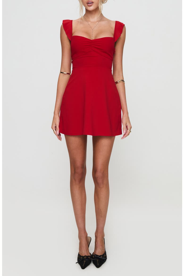 Landon Lace-Up Minidress, Main, color, RED