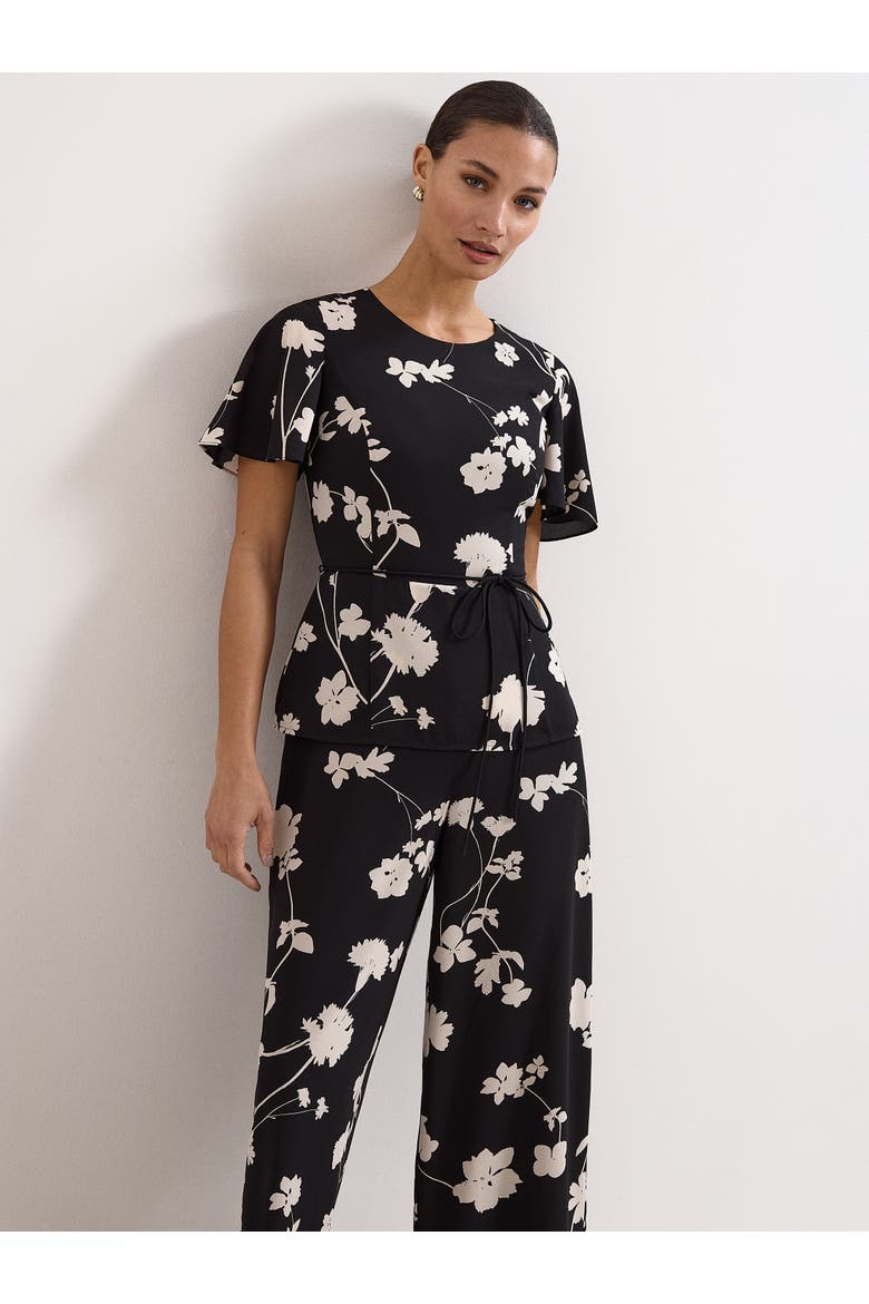 Jolie Floral Jumpsut, Alternate, color, Black/Ivory