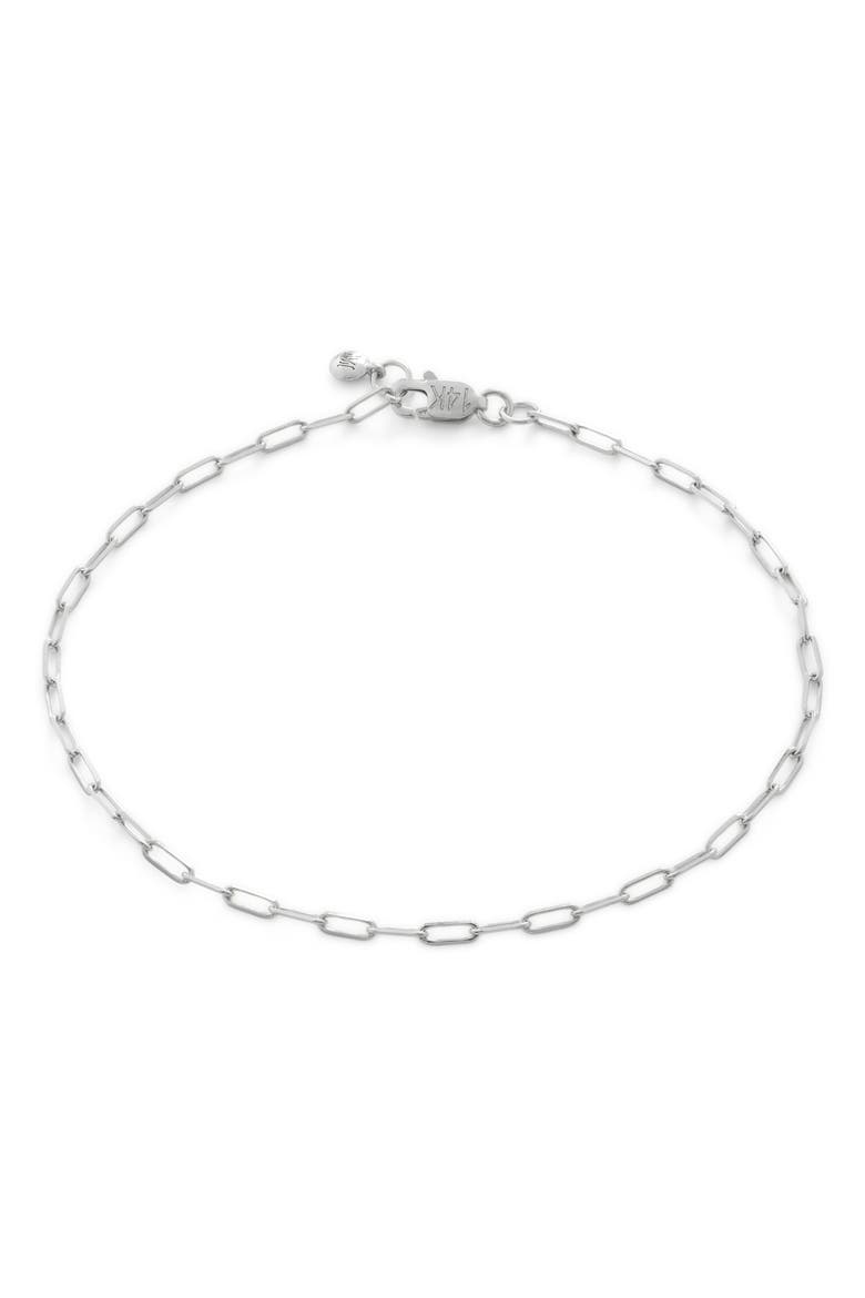 Paper Clip Chain Bracelet, Main, color, 14KT SOLID WHITE GOLD