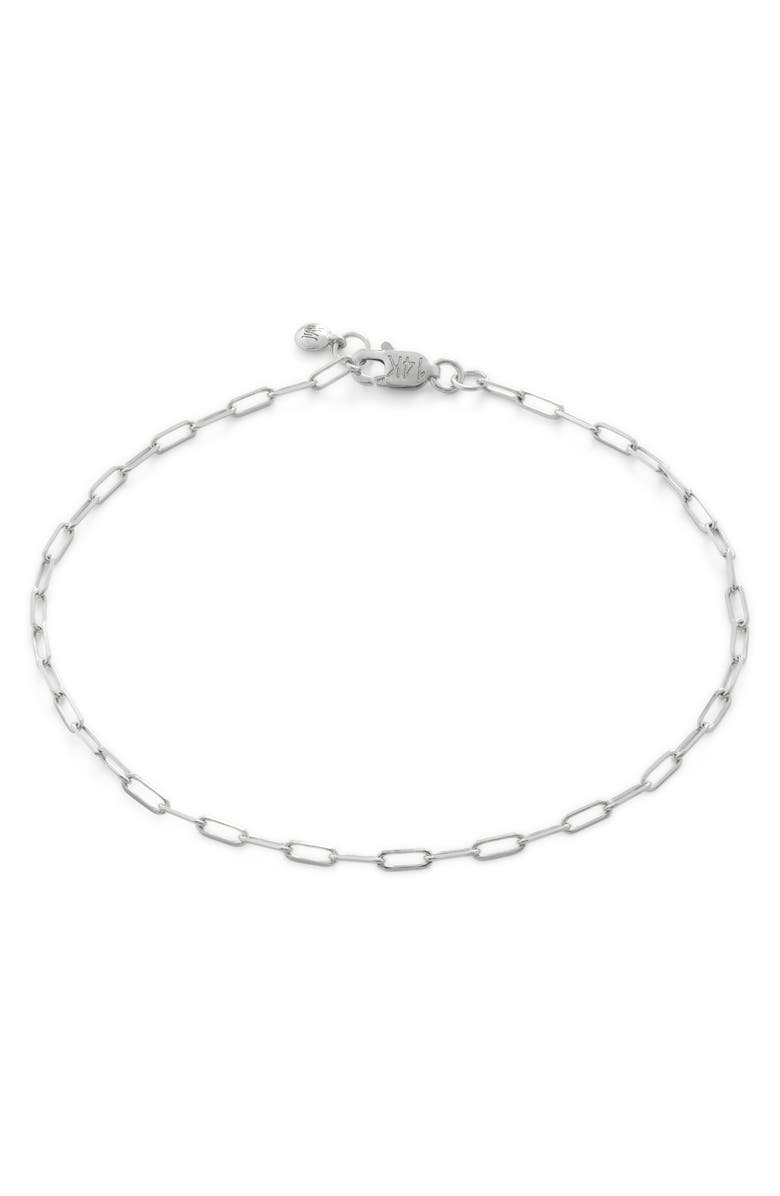 Monica Vinader Paper Clip Chain Bracelet, Main, color, 14Kt Solid White Gold
