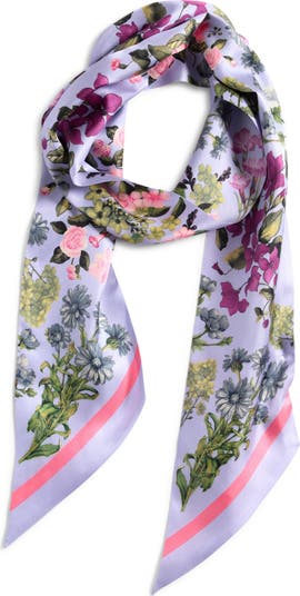 Floral Print Silk Skinny Scarf