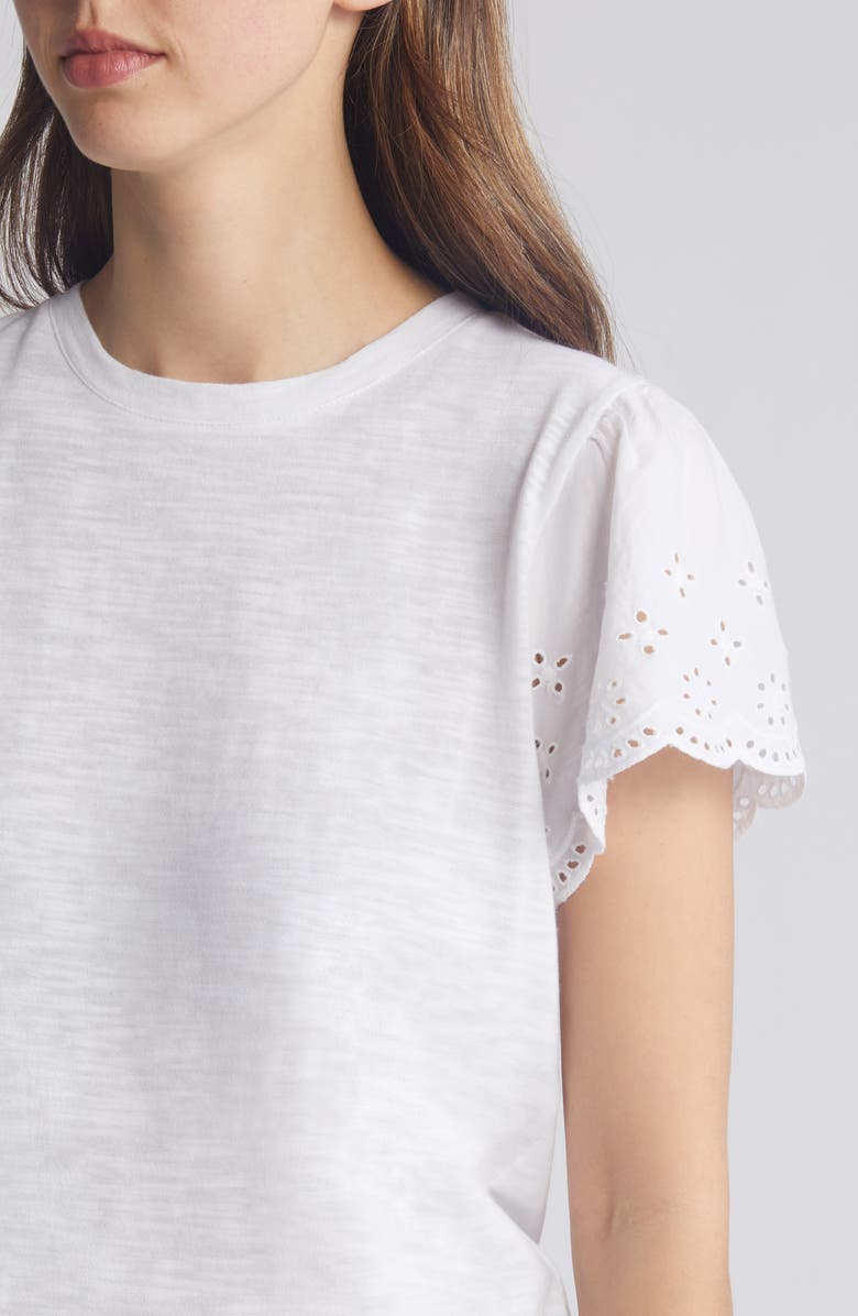 Caslon<sup>®</sup> Mixed Media Eyelet Sleeve Top, Alternate, color, 