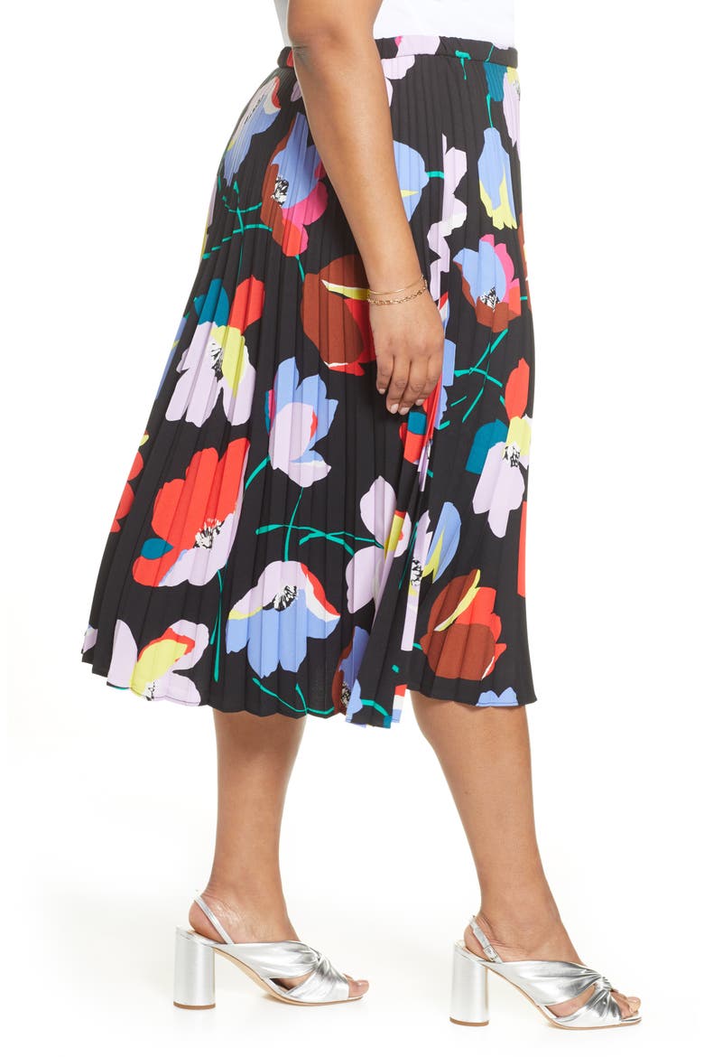 Pleated Midi Skirt, Alternate, color, BLACK MULTI RITA FLORAL