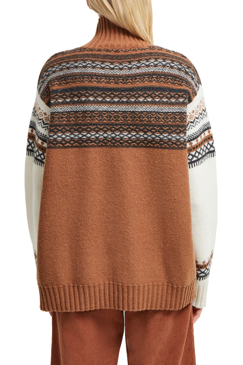 Patchwork Fairisle Turtleneck Sweater, Alternate, color, CASABLANCA