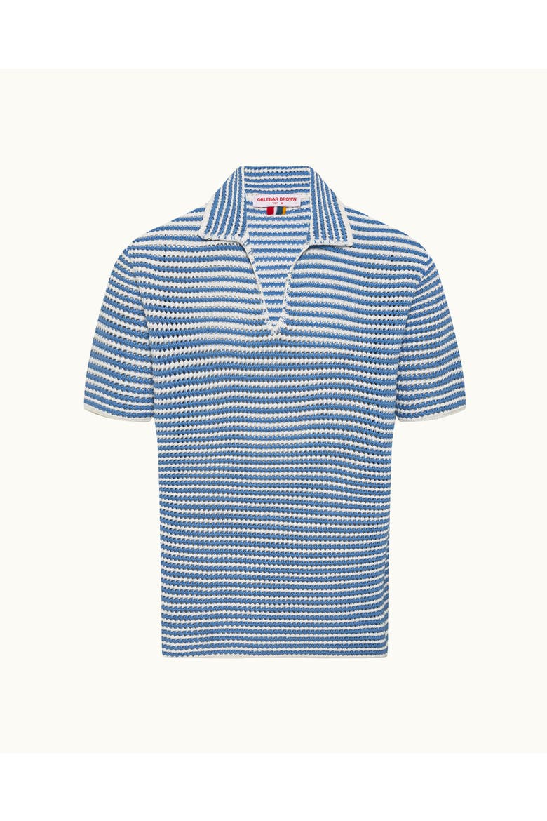 Batten Stripe Classic Fit Stripe Crotchet Polo, Alternate, color, BLUEBERRY/WHITE STRIPE