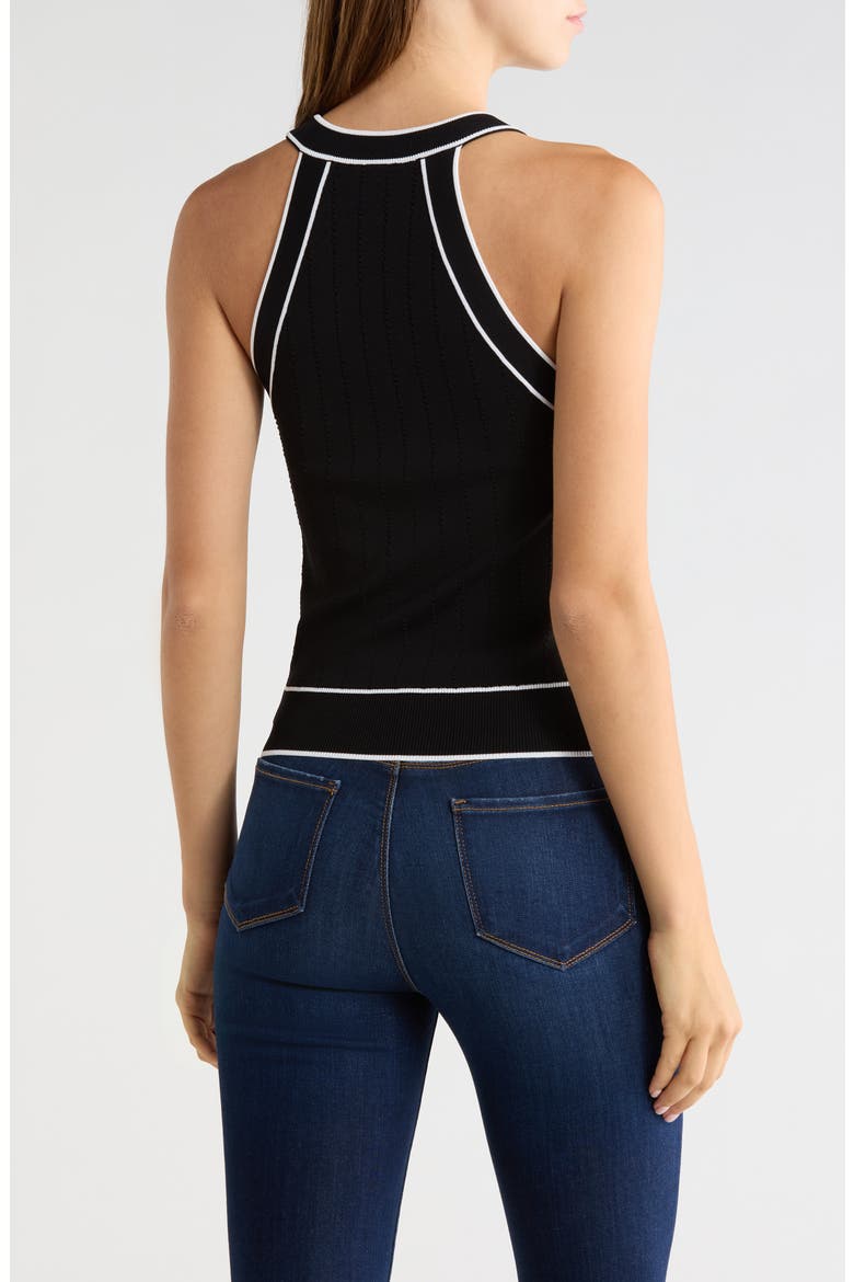 Rosemary High Neck Button Tank, Alternate, color, BLACK/ WHITE