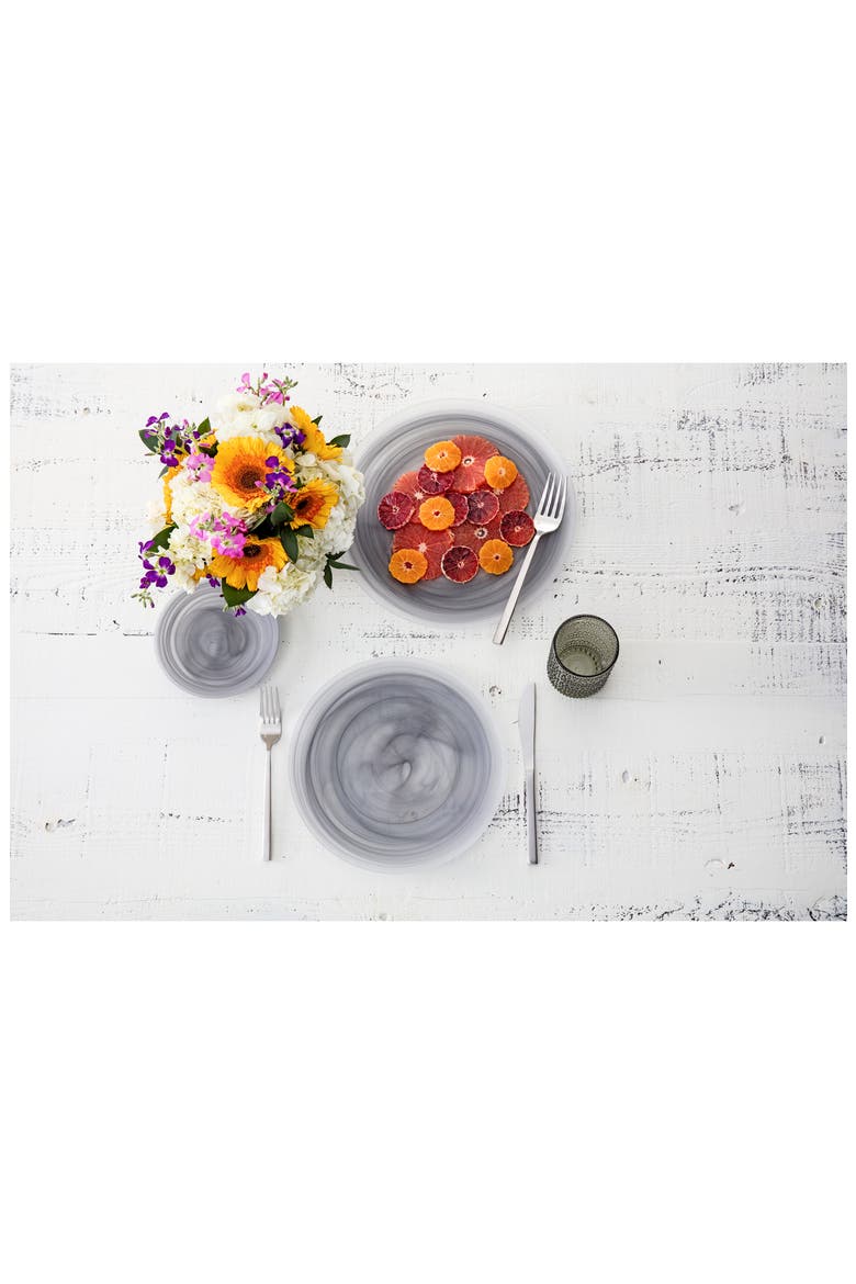 La Jolla Set of 4 Glass Salad/Dessert Plates, Alternate, color, GREY