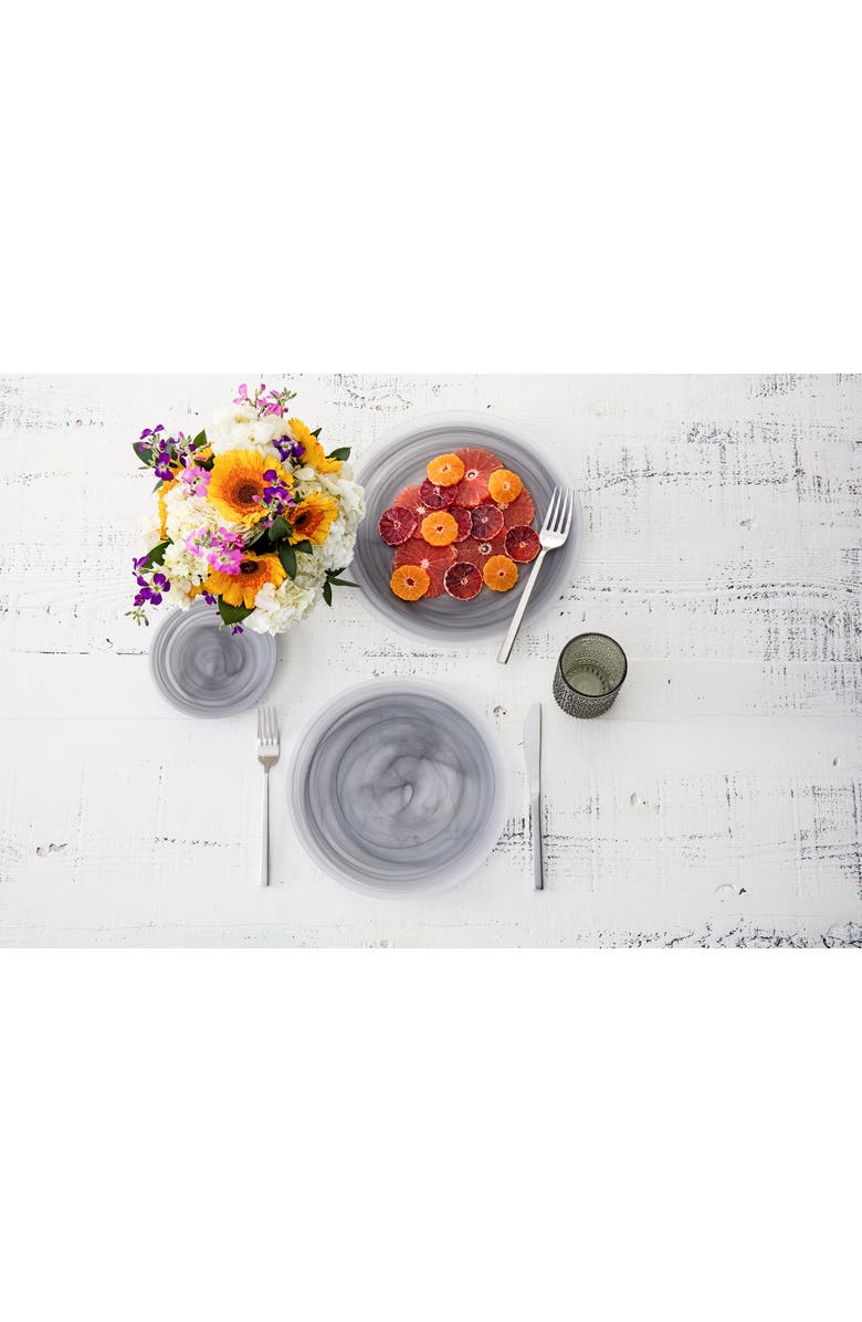 Fortessa La Jolla Set of 4 Glass Charger/Service Plates, Alternate, color, Grey