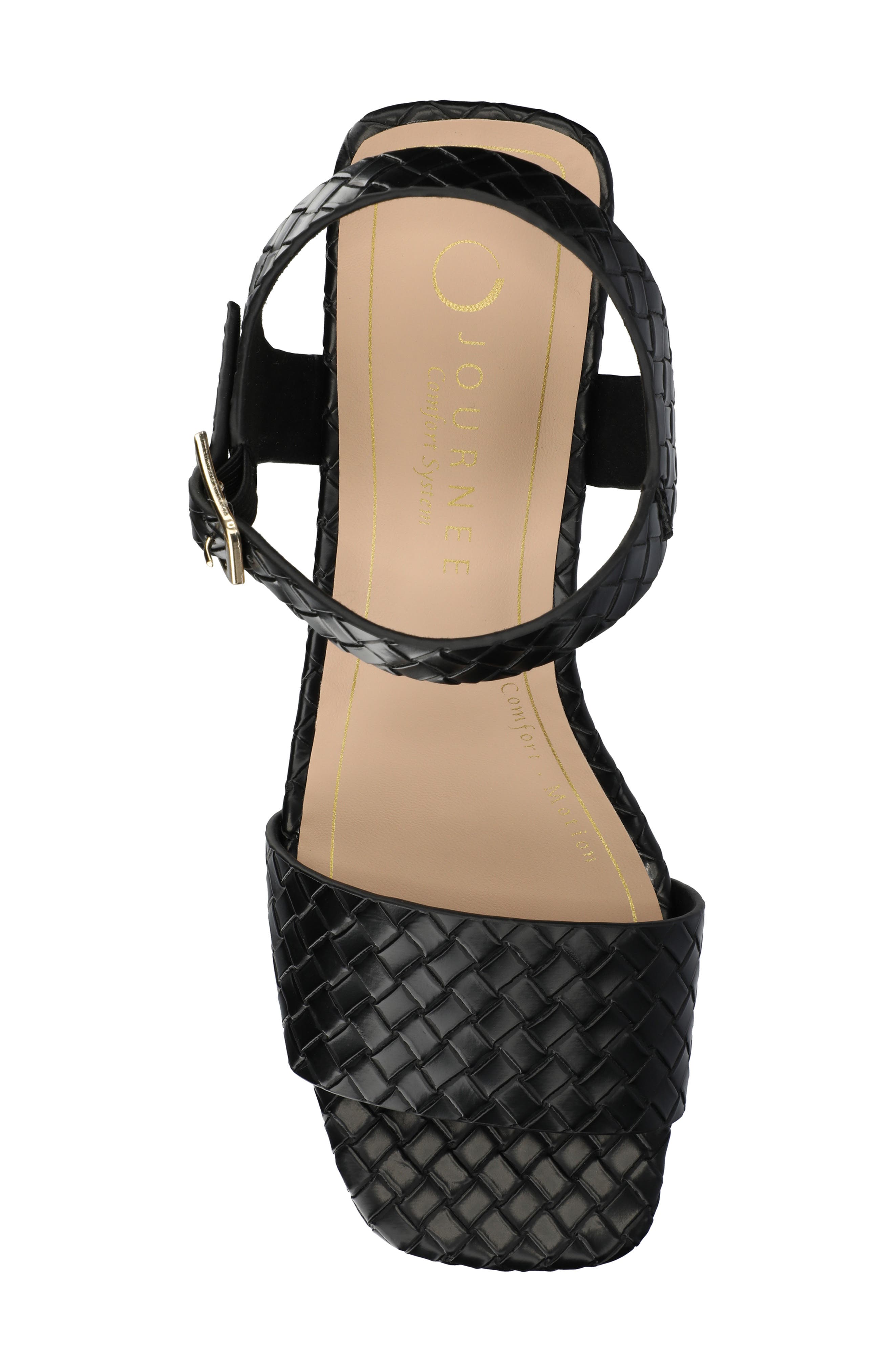 Journee Collection Shaina Sandal, Alternate, color, Black Woven