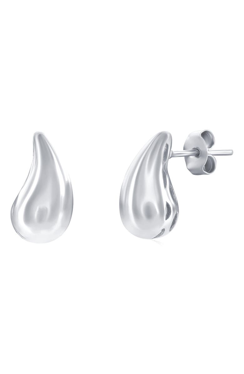SIMONA Puffy Teardrop Stud Earrings, Main, color, Silver
