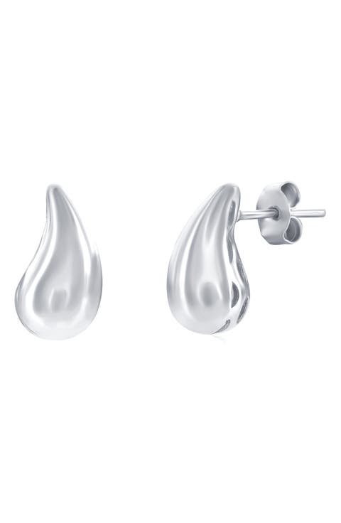 Puffy Teardrop Stud Earrings