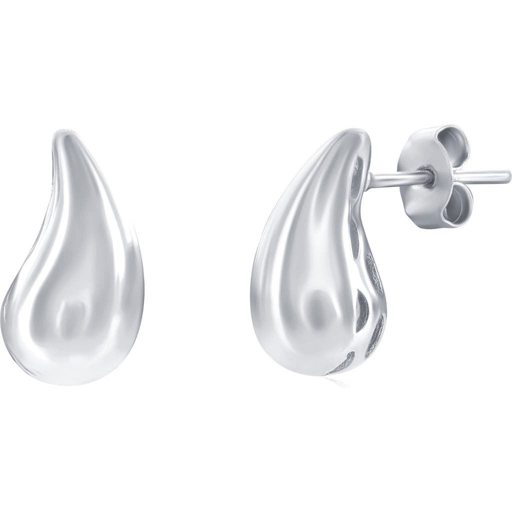 Simona Puffy Teardrop Stud Earrings In Metallic