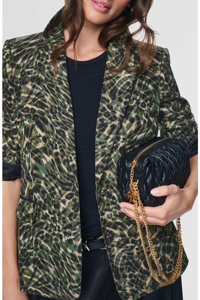 Print Sanded Twill Blazer, Alternate, color, FOREST LEOPARD