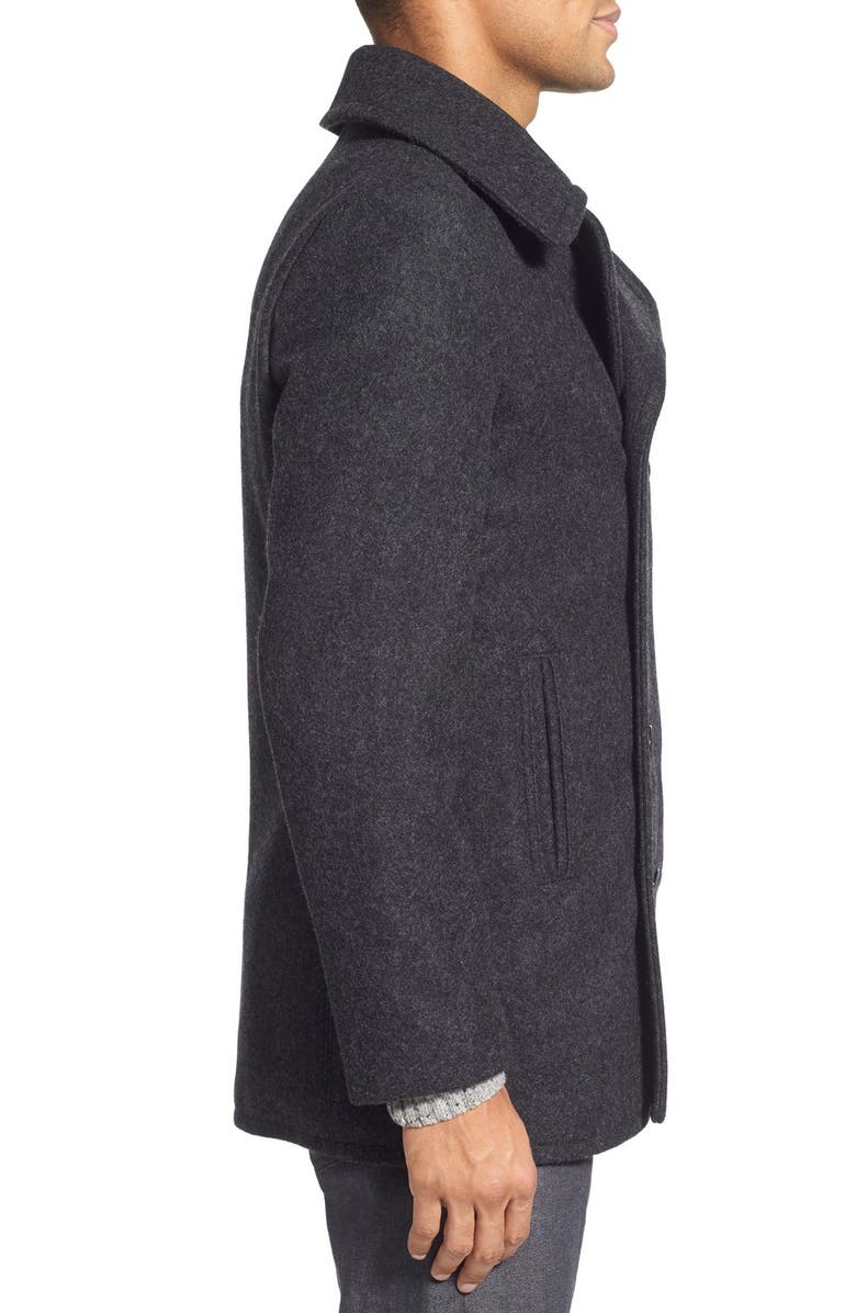 Schott NYC Slim Fit Wool Blend Peacoat, Alternate, color, Dark Oxford Grey