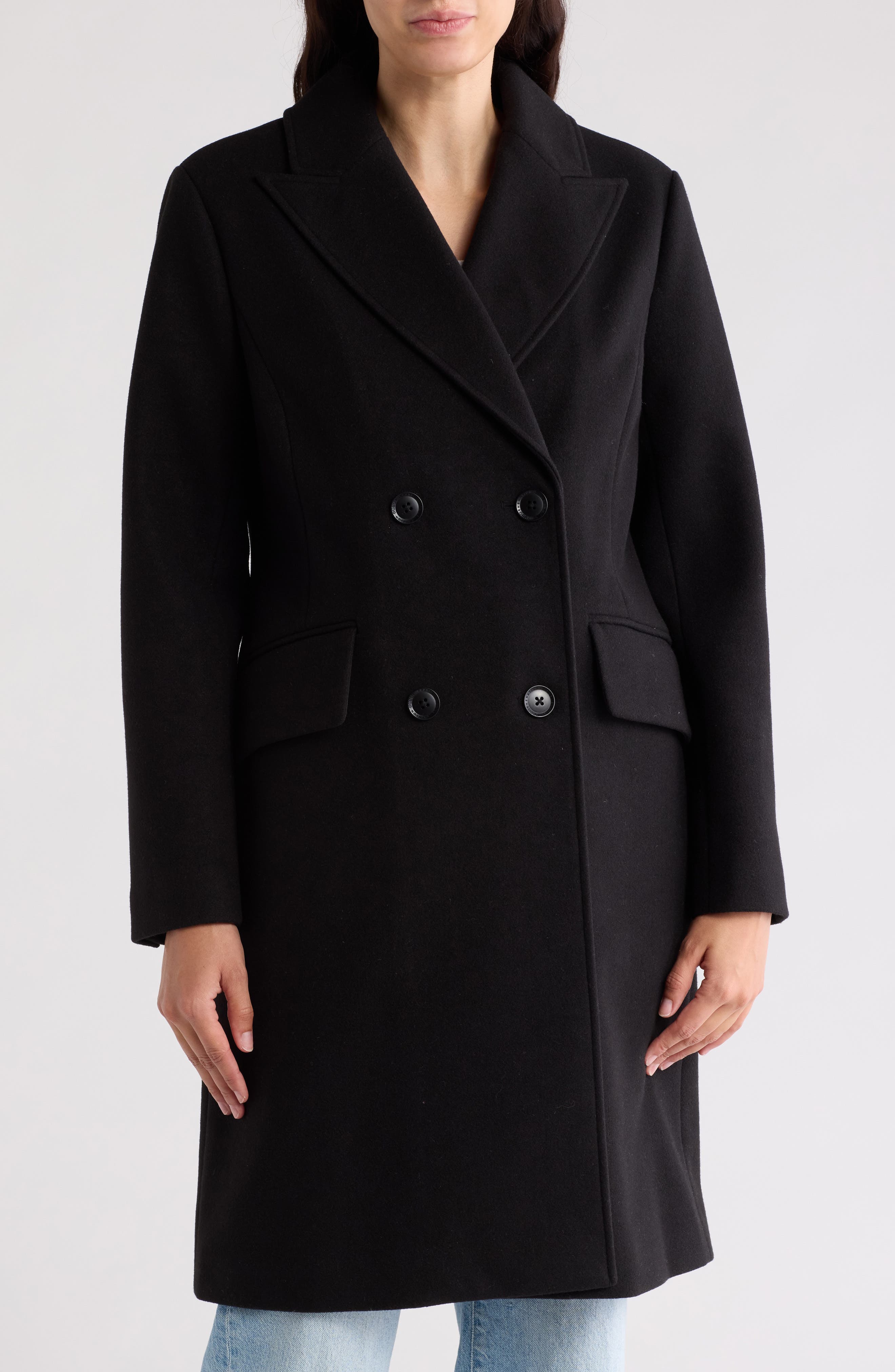 BCBGeneration Peak Lapel Double Breasted Coat (Women) | Nordstromrack