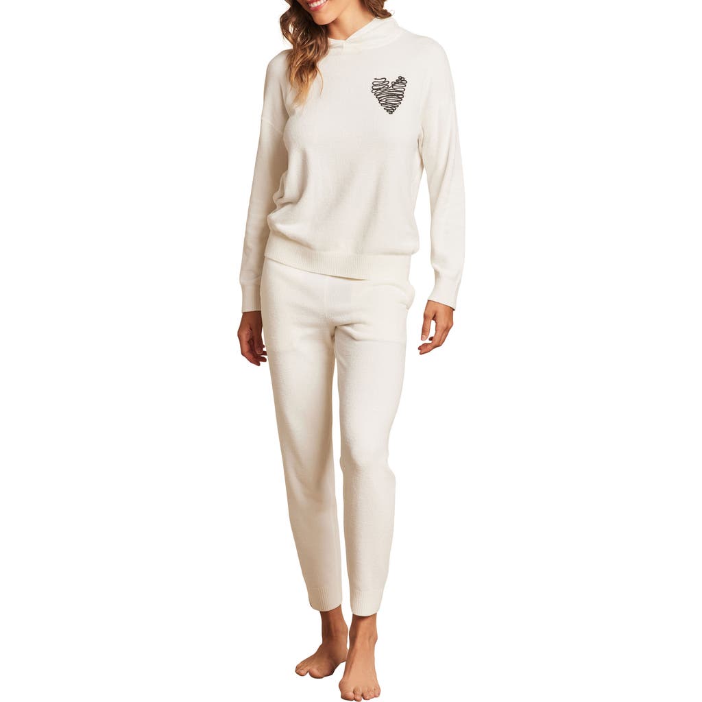 Shop Barefoot Dreams Embroidered Heart Cozychic Ultra Lite® Lounge Pants In Pearl/carbon