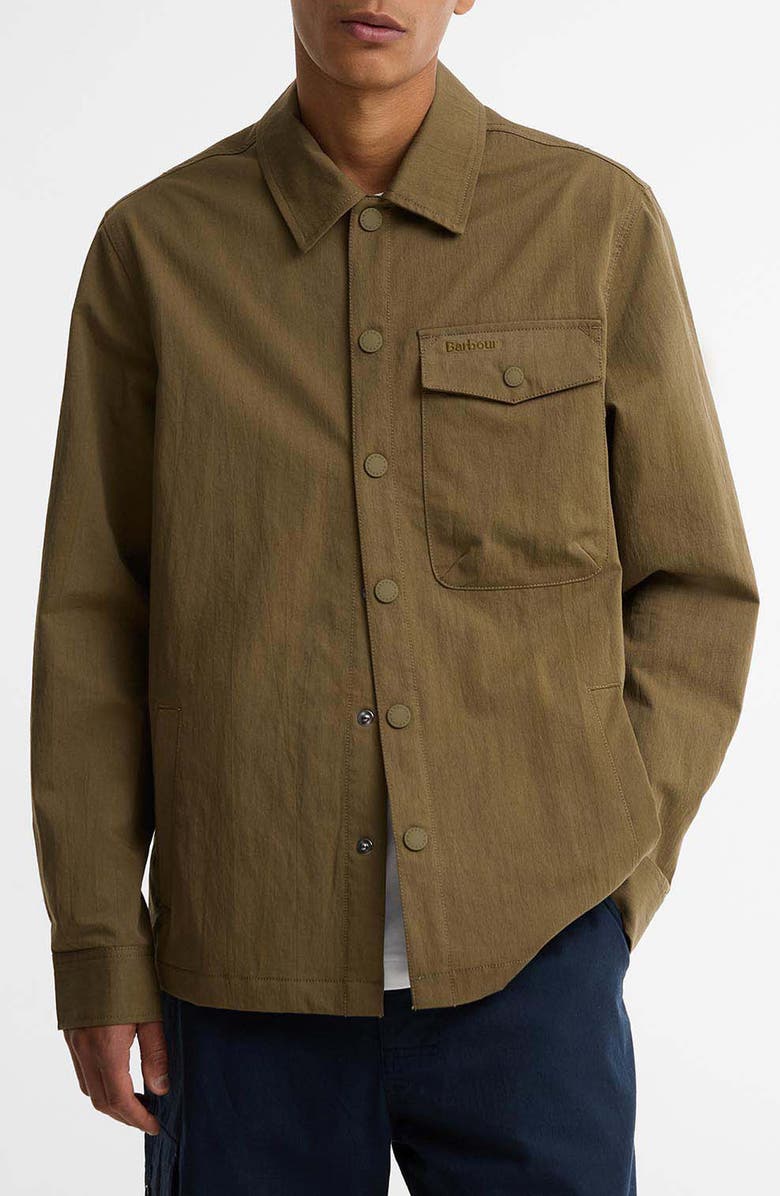 Barbour Strickland Textured Cotton Blend Overshirt, Main, color, Clay