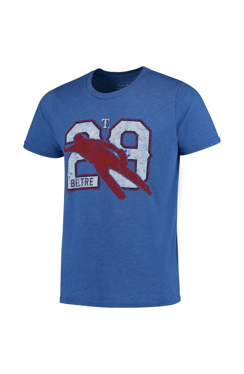 Majestic Threads Men's Majestic Threads Adrian Beltre Heathered Royal Texas Rangers Player Silhouette Tri-Blend T-Shirt, Alternate, color, 