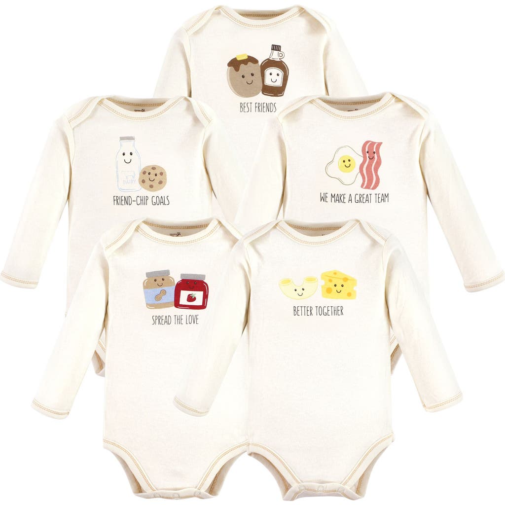 Touched By Nature Organic Cotton Long-sleeve Bodysuits In Multi