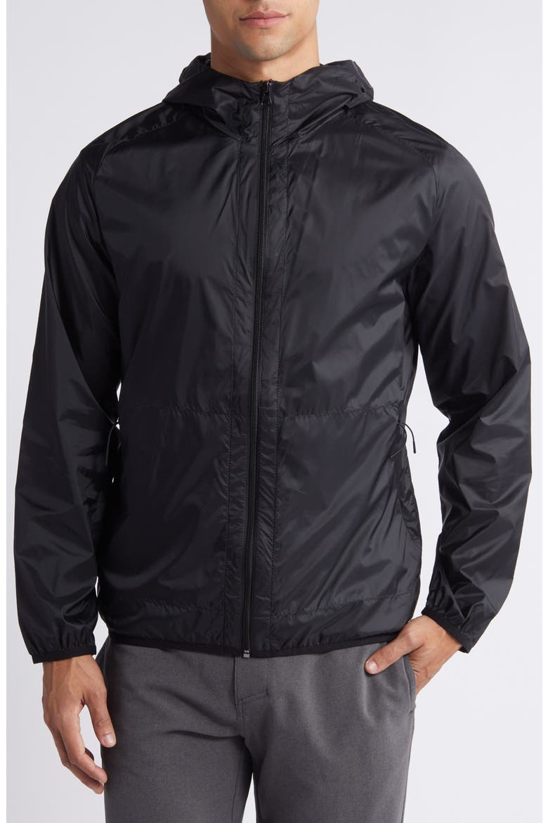 Superlight Water Resistant Hooded Windbreaker, Alternate, color, BLACK