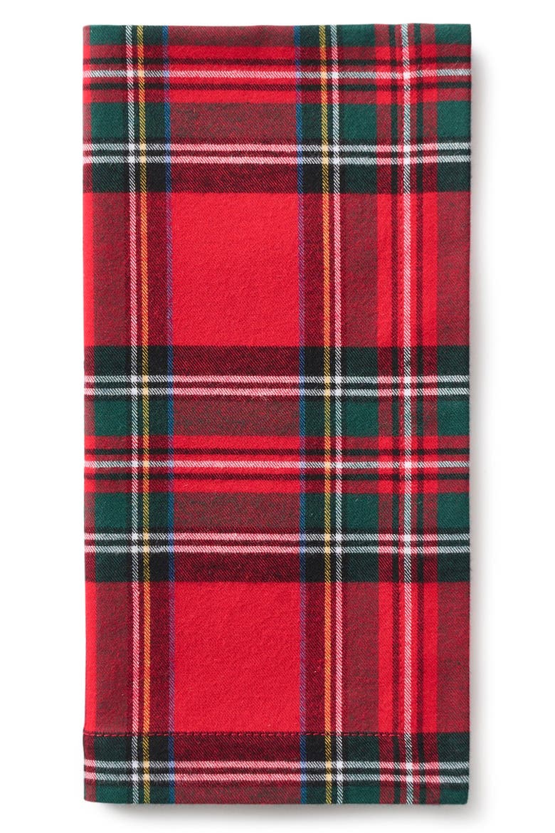 Imperial Tartan Plaid Set of 4 Napkins, Main, color, RED