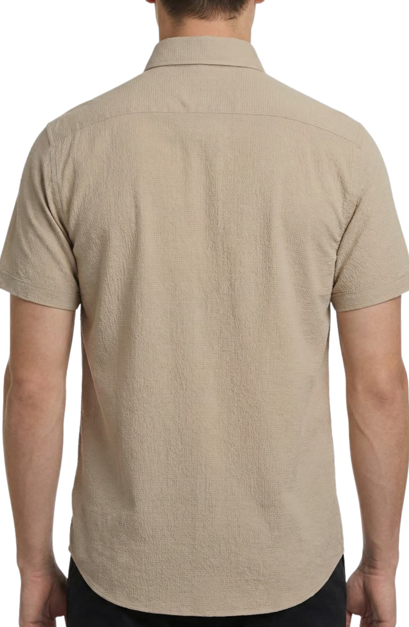 Solid Short Sleeve Seersucker Button-Down Shirt - image 2