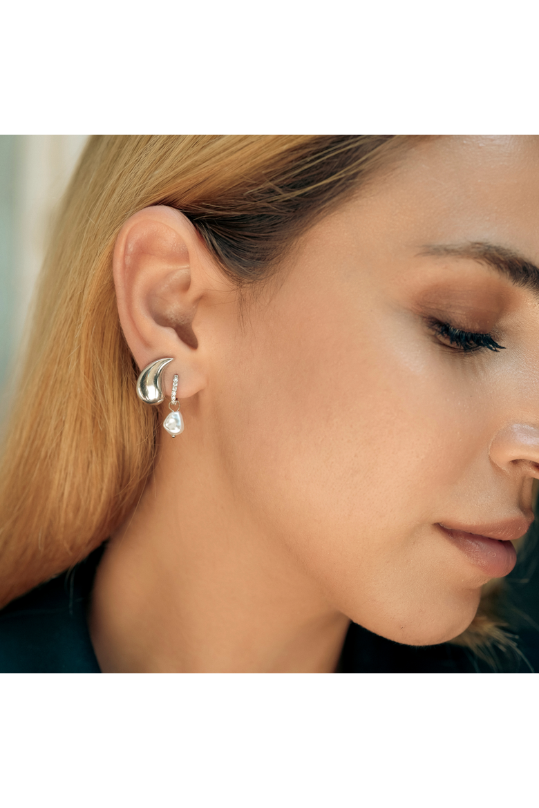 Pear Teardrop Earrings in Sterling Silver, Alternate, color, Silver