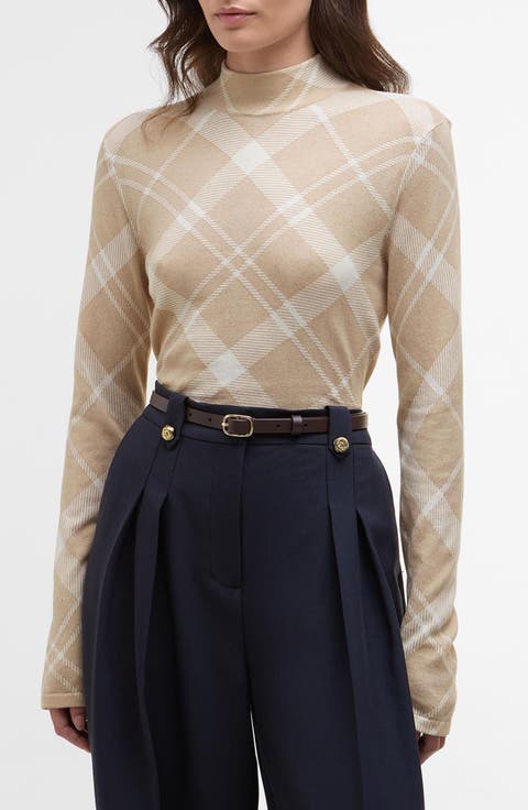 Savannah Plaid Mock Neck Cotton Sweater