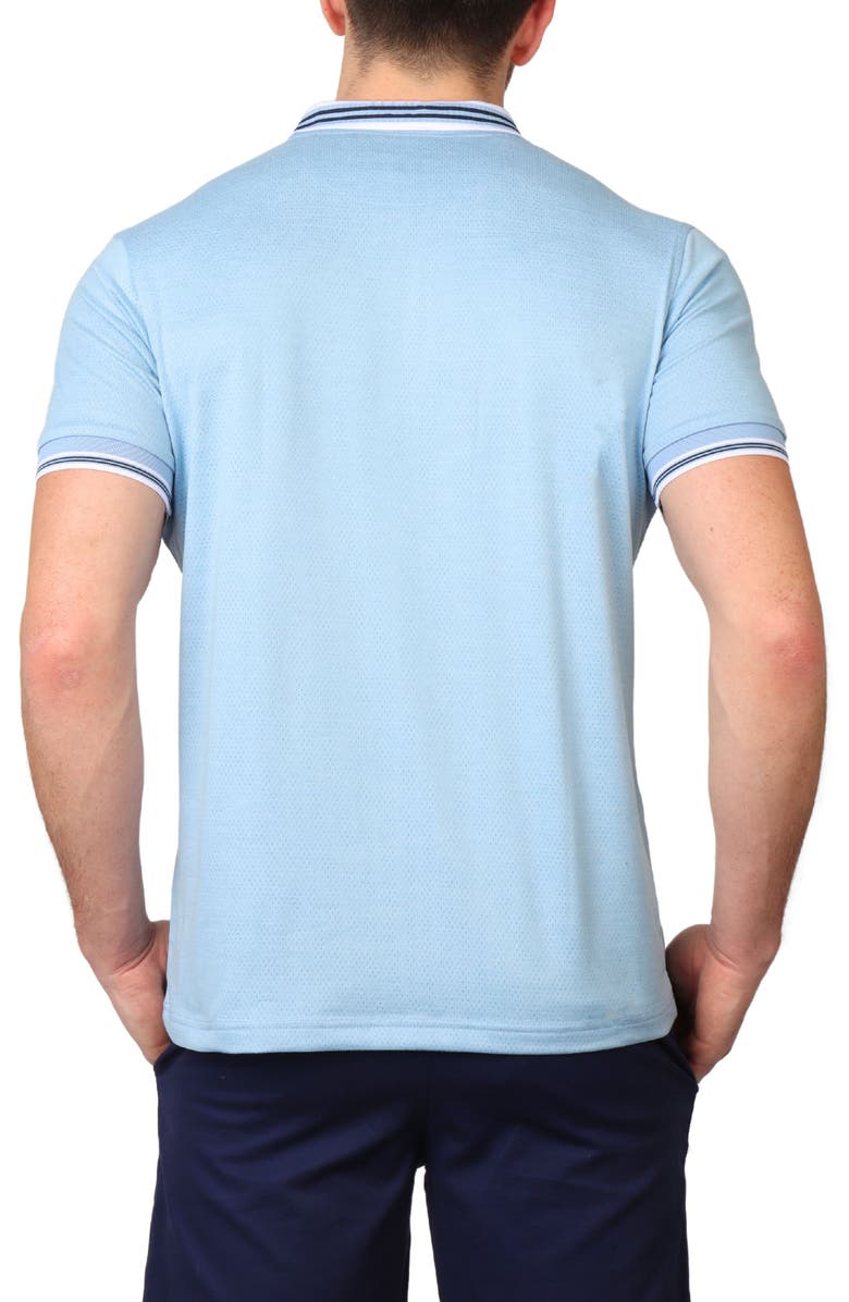 TailorByrd Solid Perforated Performance Quarter Zip Polo, Alternate, color, Blue