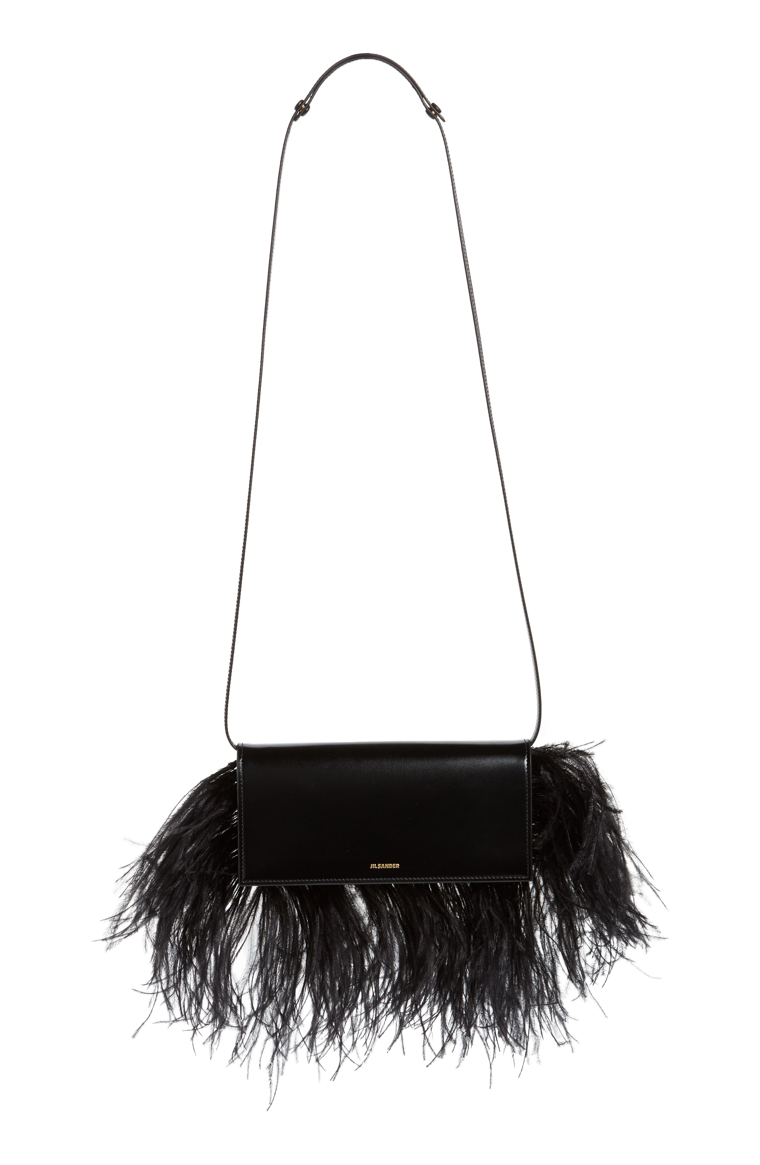 Jil Sander Feather Trim Clutch, Alternate, color, 