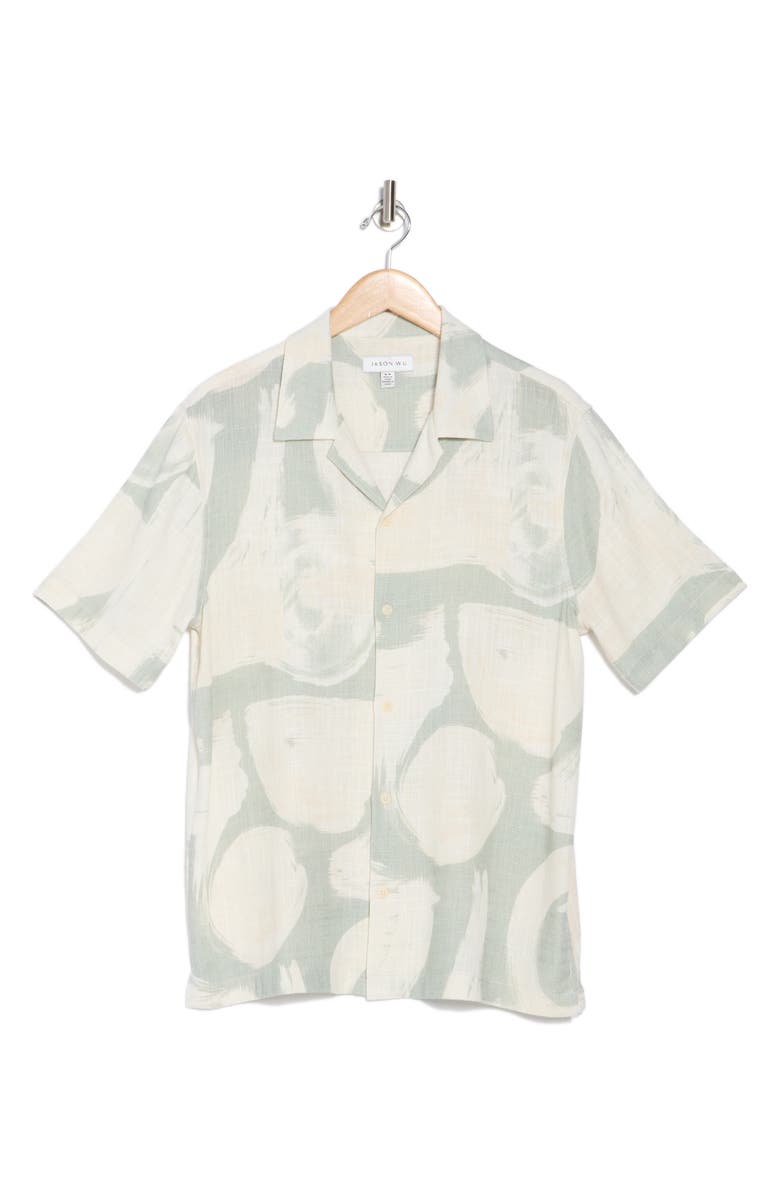 JASON WU Abstract Short Sleeve Button-Up Shirt, Alternate, color,