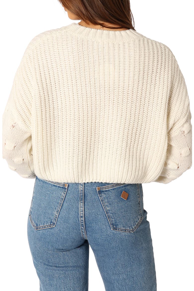 Catalina Textured Stitch Sleeve Sweater, Alternate, color, IVORY