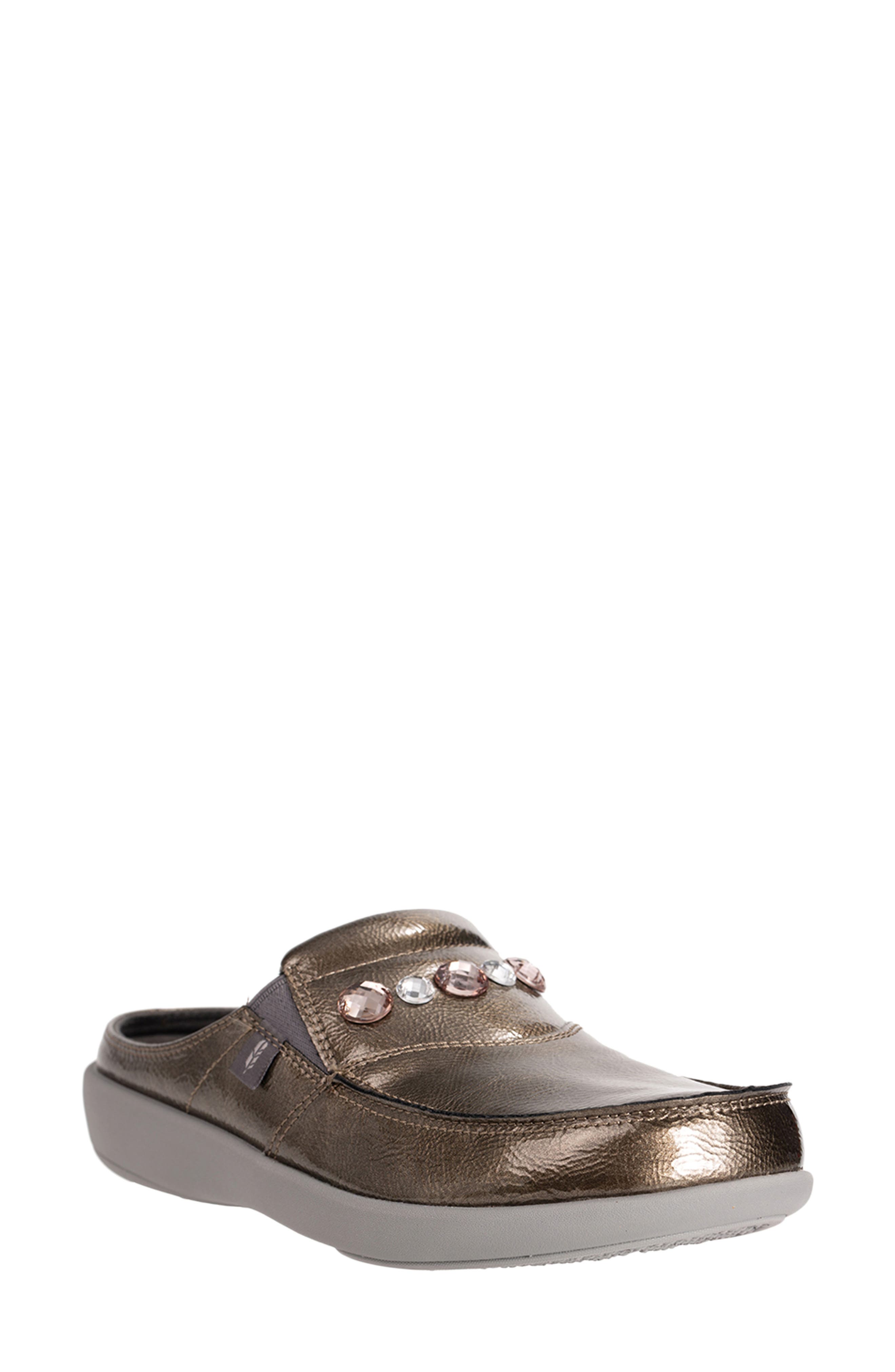 Siesta Slide Dazzle Faux Leather Clog, Main, color, PEWTER