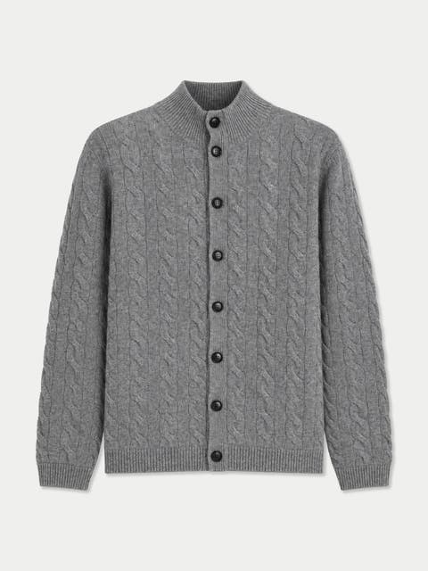 Cashmere Cable-knit High-neck Cardigan