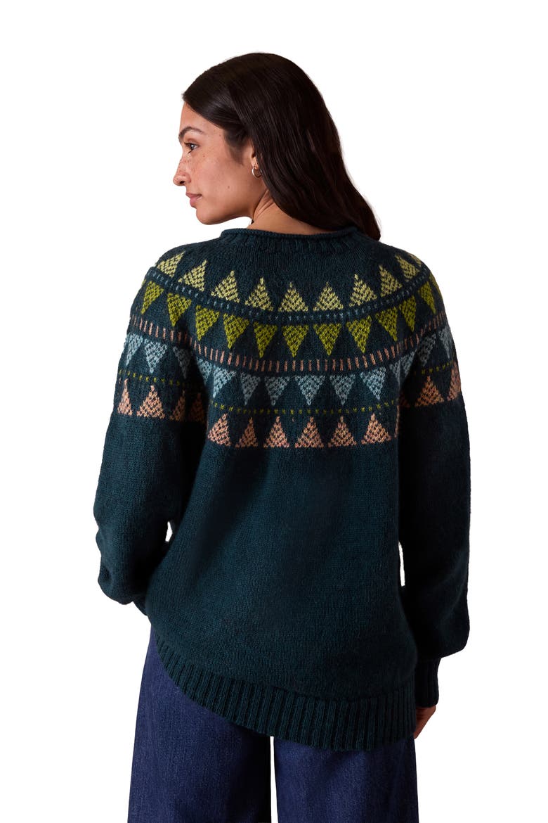 British Geo Fair Isle Yoke Sweater, Alternate, color, Dark Teal