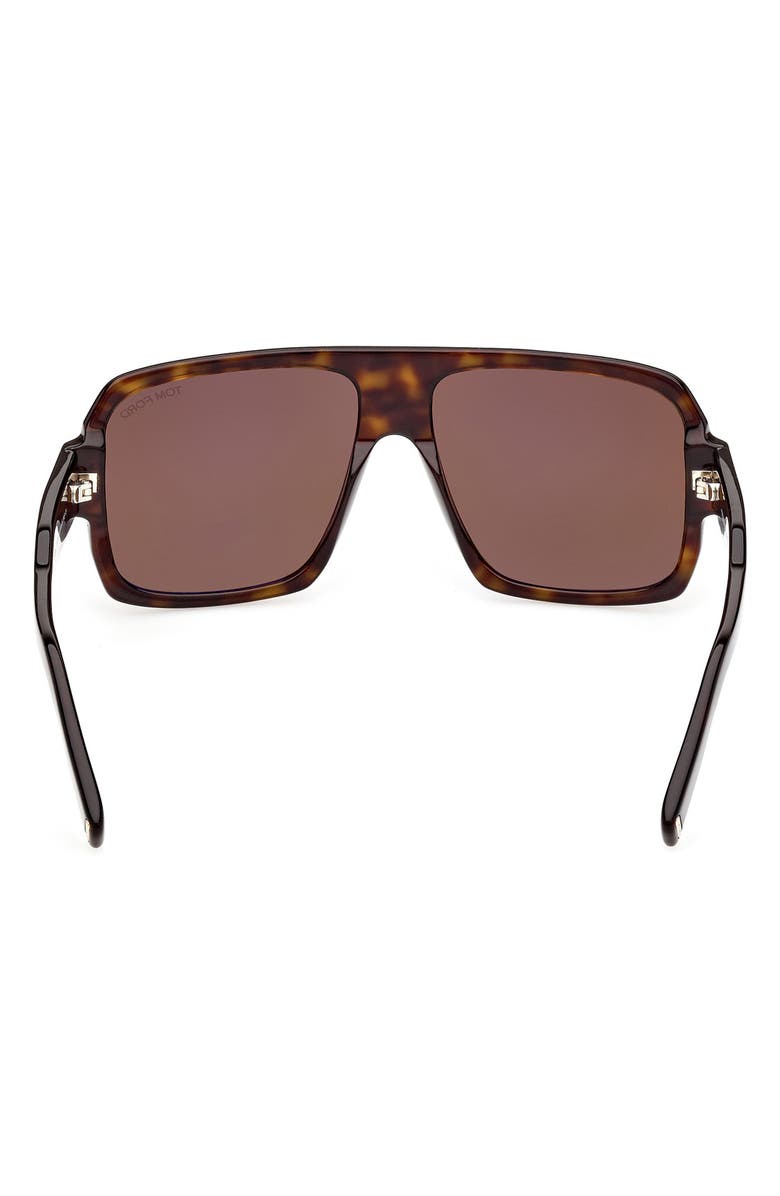 TOM FORD Camden 58mm Square Sunglasses, Alternate, color, Dark Havana / Roviex