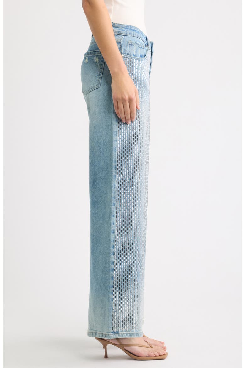 Bar Studded Low Rise Wide Leg Jeans, Alternate, color, LIGHT WASH