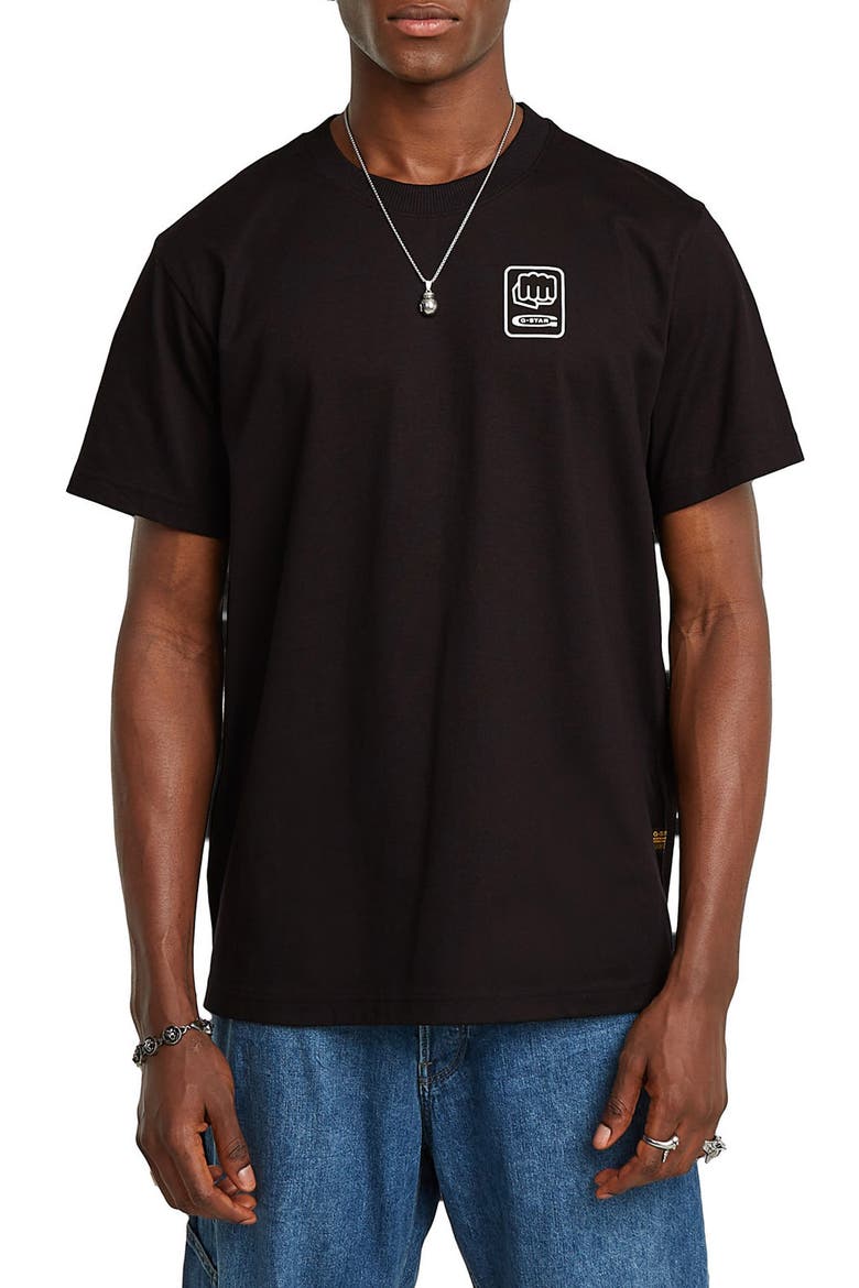Back GR Loose Organic Cotton Graphic T-Shirt, Main, color, DARK BLACK