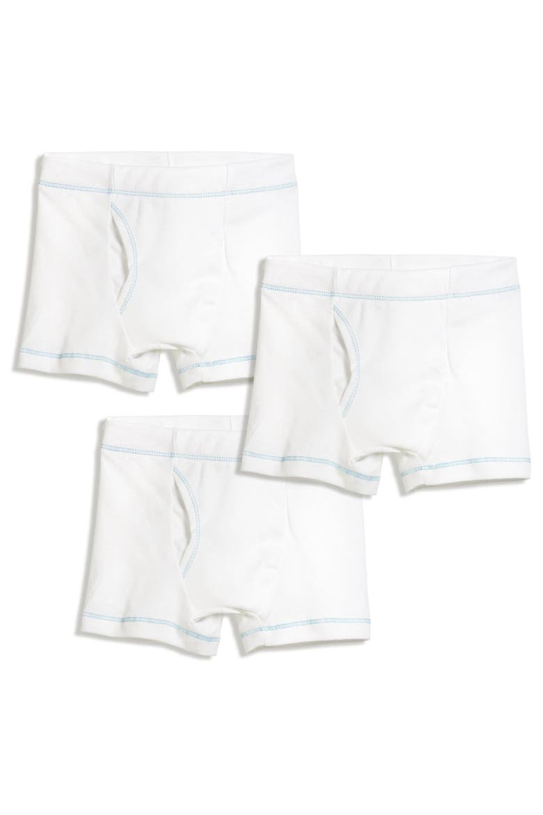 Boys Soft 100% Cotton Boxer Briefs 3-Pack, Main, color, White