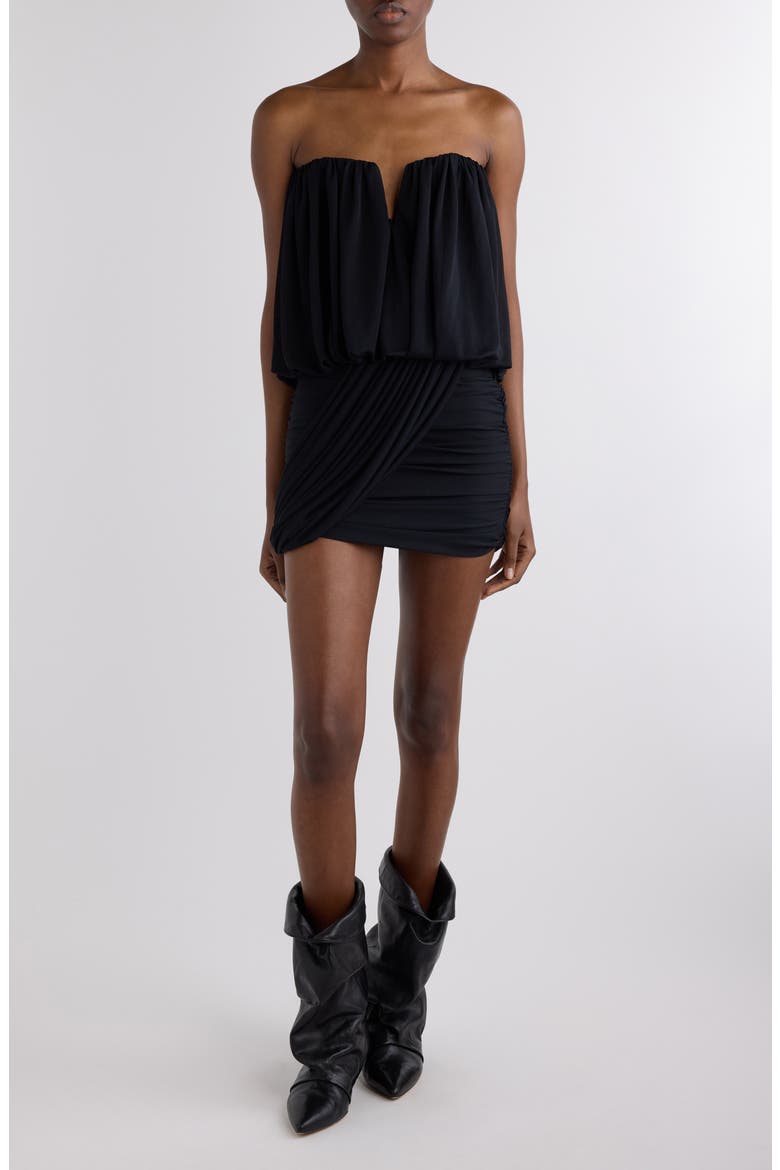 Adelita Draped Jersey Strapless Minidress, Main, color, BLACK