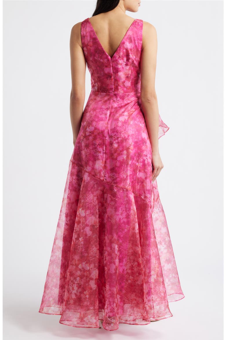 Floral Ruffle Evening Gown, Alternate, color, FUCHSIA