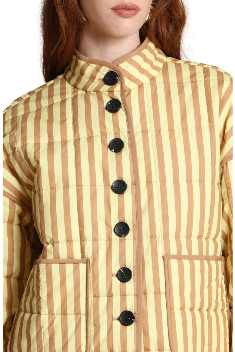 Stripe Boxy Quilted Cotton Blend Jacket, Alternate, color, BUTTER-NATURAL STRIP
