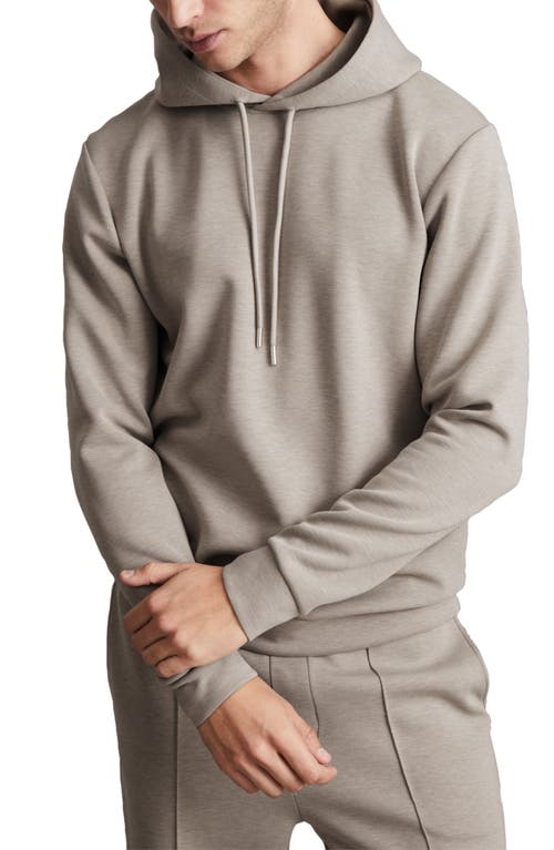 Reiss Fabien Interlock Jersey Drawstring Hoodie In Gray