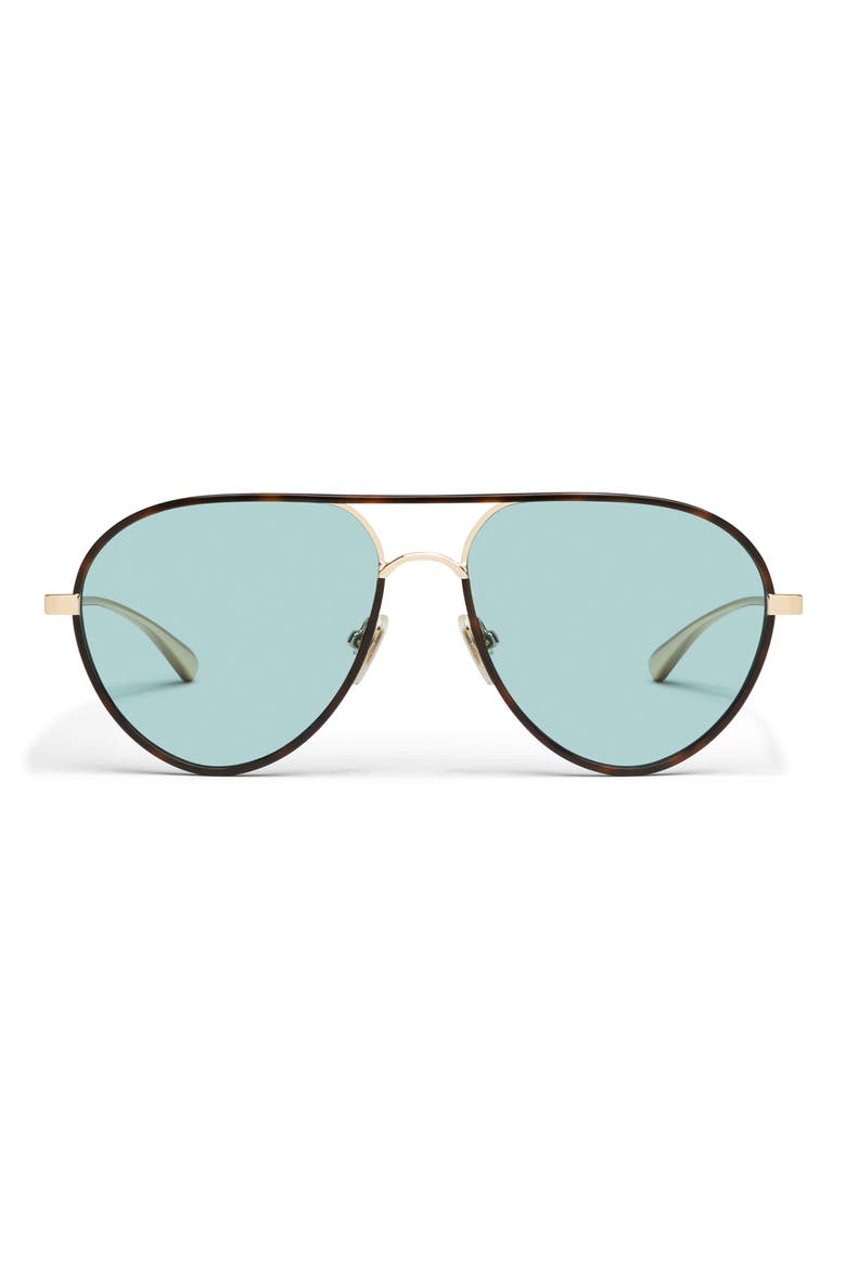 Say Less 59mm Aviator Sunglasses, Main, color, AMBER TORT/ AQUA