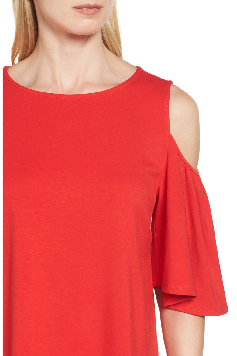 Knit Cold Shoulder Top, Alternate, color, TANGERINE