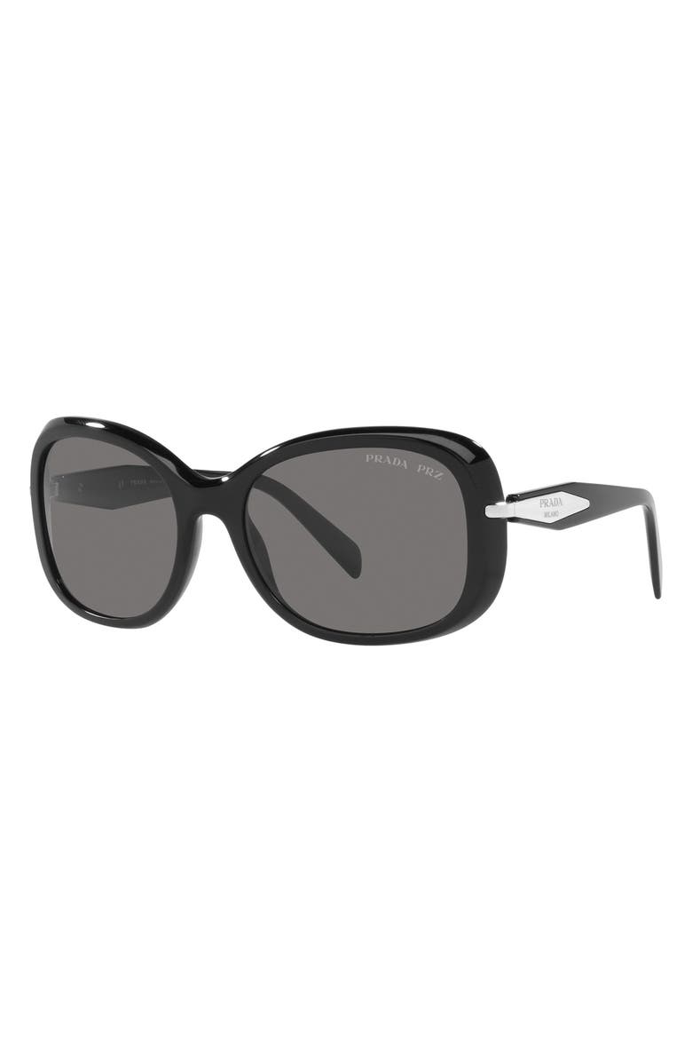Prada 57mm Polarized Rectangular Sunglasses, Alternate, color, 