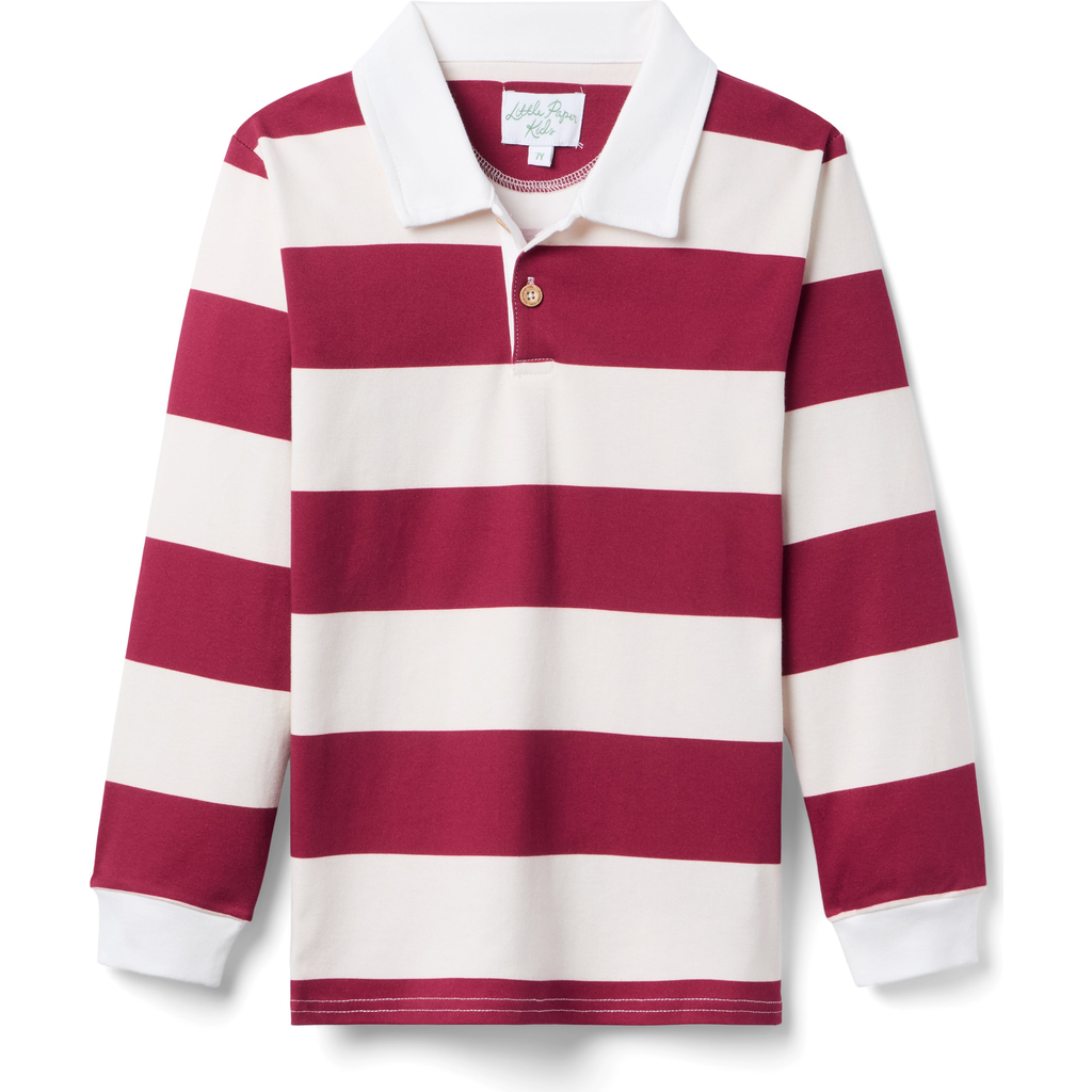 Little Paper Kids Reid Long Sleeve Polo In Multi